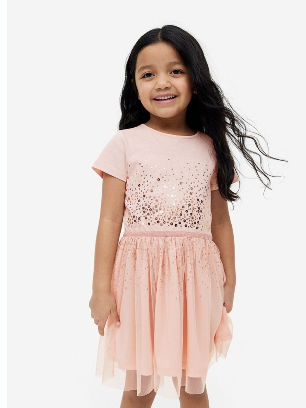 H&M Girls Tulle-Skirt Sequin Jersey Dress 5T